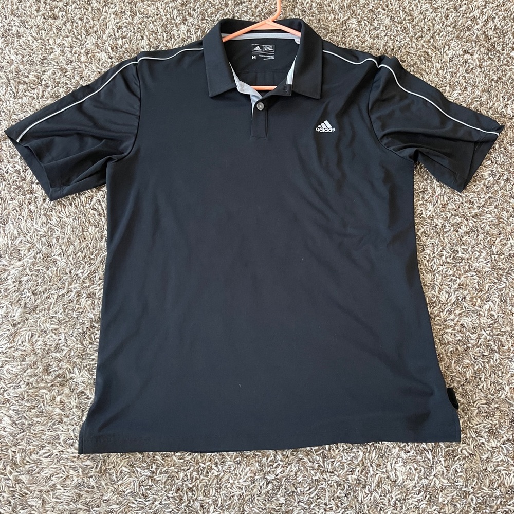 Adidas Men’s Black and Grey Golf Shirt